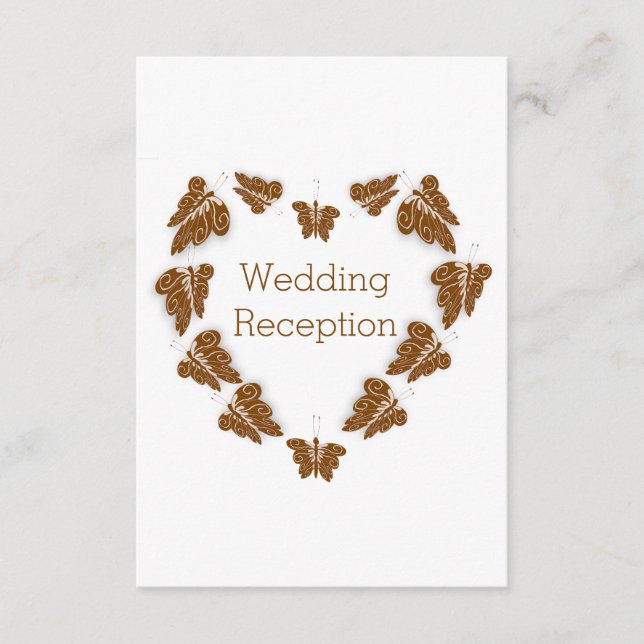 Chocolate Butterflies Design Wedding Reception Enclosure Card (Front)