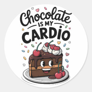 Chocolate cake: a dose of happiness for the c classic round sticker