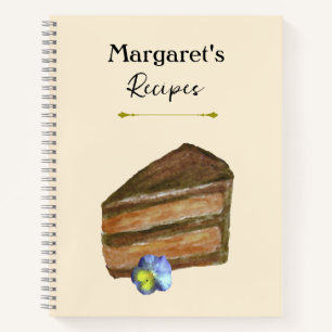 Chocolate Cake and Flower with Name Recipe Book