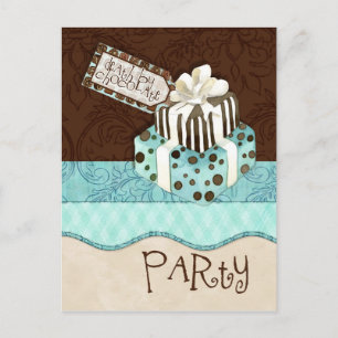 Chocolate Cake Birthday Party Invitation Postcard