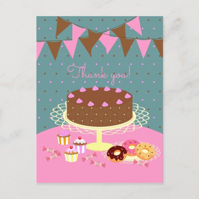 Chocolate cake girl birthday party postcard (Front)