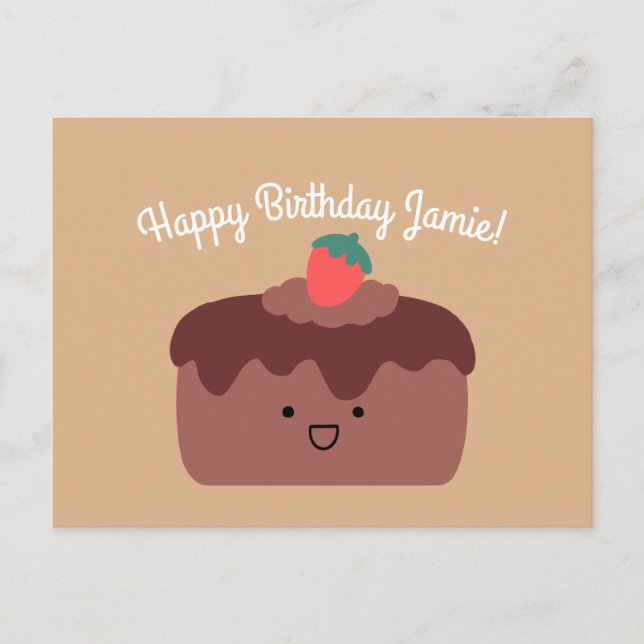 Chocolate Cake | Happy Birthday Greeting Postcard (Front)