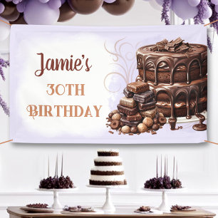 Chocolate Cake Purple Brown 30th Birthday Party Banner