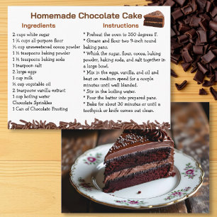 Chocolate Cake Recipe Card