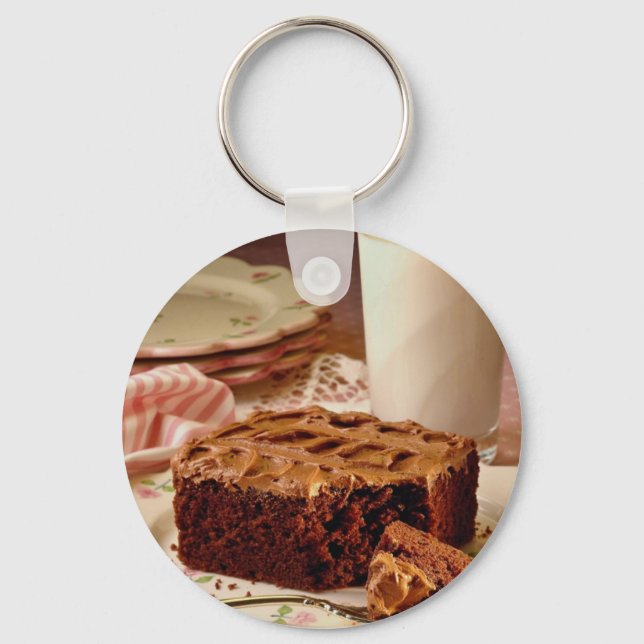 Chocolate cake square key ring (Front)