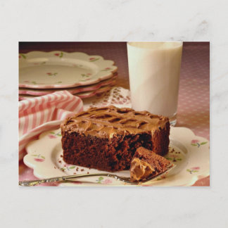 Chocolate cake square postcard