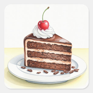 Chocolate Cake Square Sticker