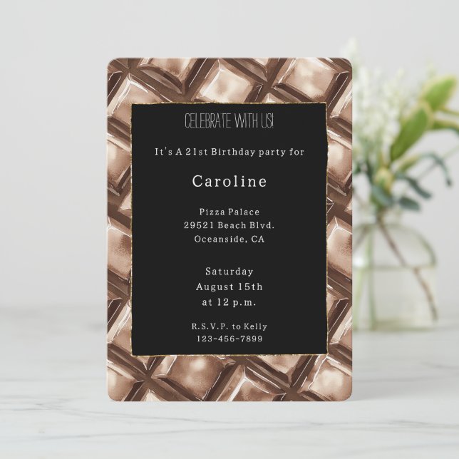Chocolate Candy Bar Birthday   Invitation (Standing Front)