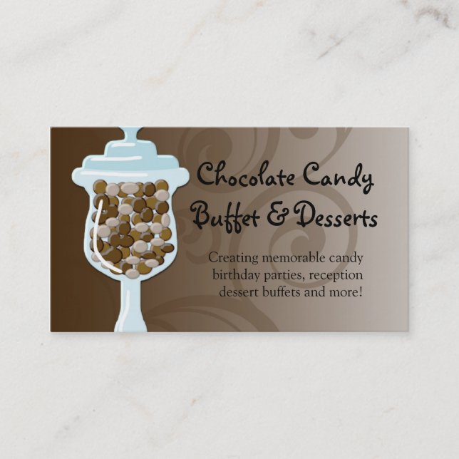 Chocolate Candy Buffet Bar, Urn of Sweets Business Card (Front)