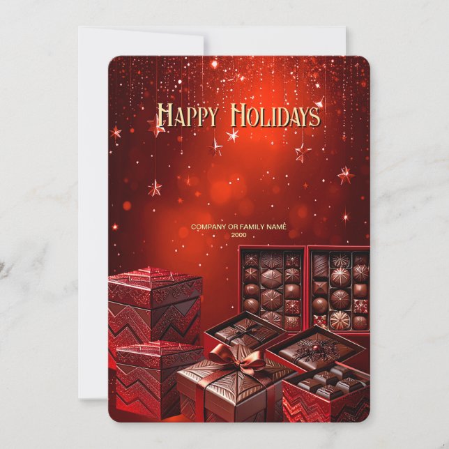 Chocolate Candy Christmas Holiday Card (Front)