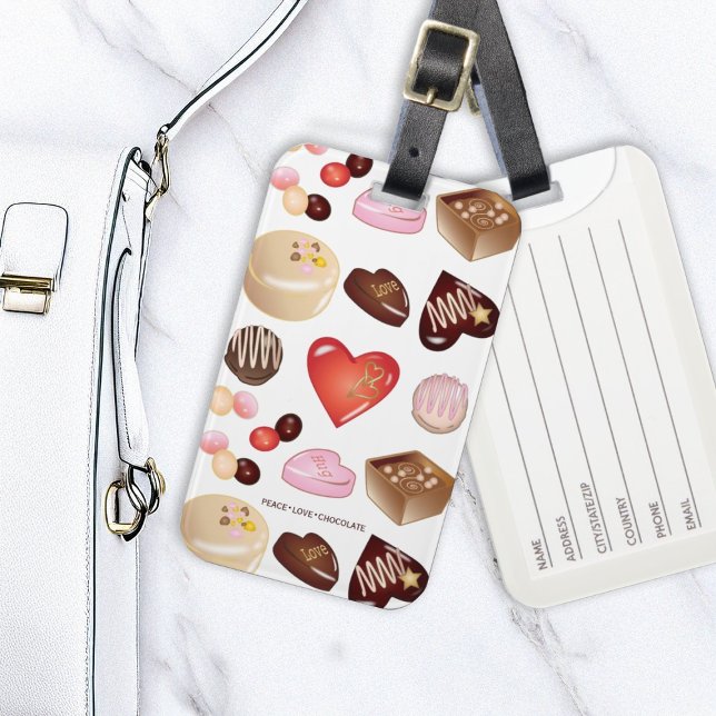 Chocolate Candy Confectionery Heart Pattern Luggage Tag (Creator Uploaded)