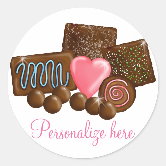 Chocolate  Candy Confections Classic Round Sticker (Front)