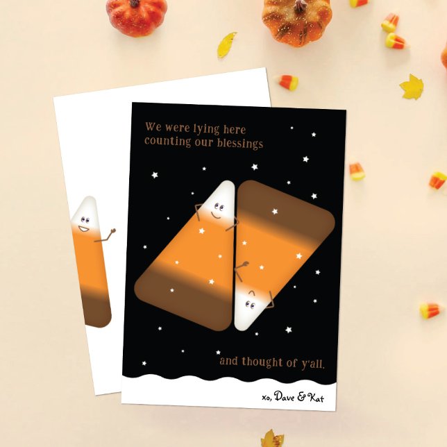 Chocolate Candy Corn Couple Fall Holiday Card (Creator Uploaded)