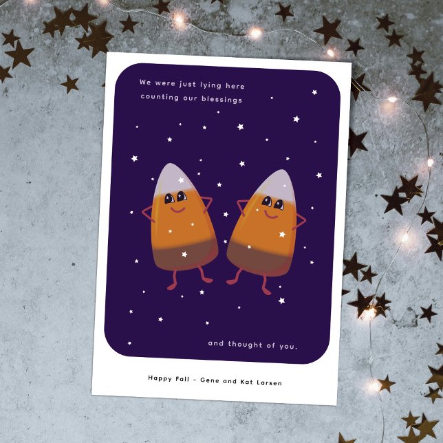 Chocolate Candy Corn Duo "CountingBlessings" Fall Holiday Card (Creator Uploaded)