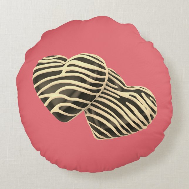 Chocolate candy hearts cute pink love round cushion (Back)