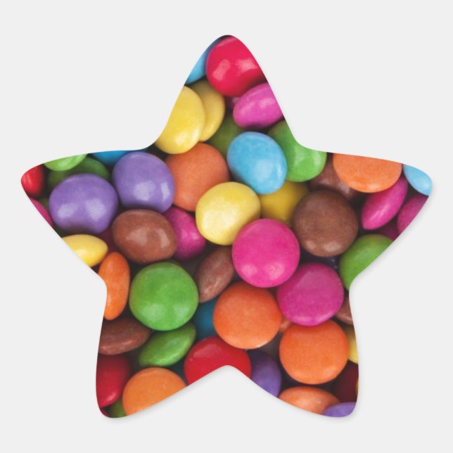 Chocolate candy rainbow colour star sticker (Front)