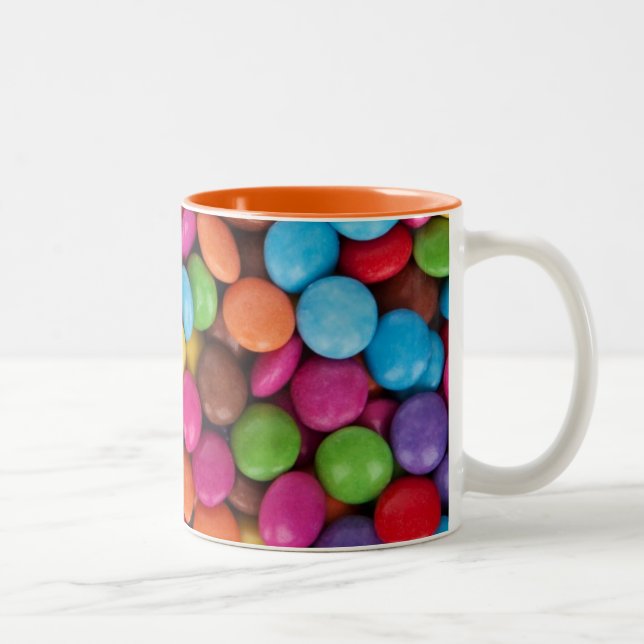 Chocolate candy rainbow colour Two-Tone coffee mug (Right)