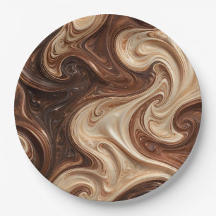 Chocolate Cappuccino Swirl Rich Textural Paper Plate
