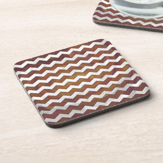 Chocolate Carmel Swirl Chevron Pattern Coaster (Left Side)