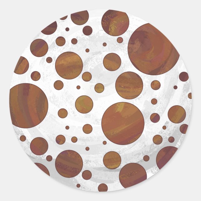 Chocolate Carmel Swirl Polka Dot Classic Round Sticker (Front)