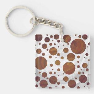 Chocolate Carmel Swirl Polka Dot Key Ring