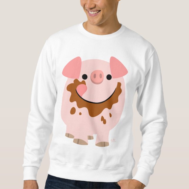 Chocolate Cartoon Pig men apparel Sweatshirt (Front)