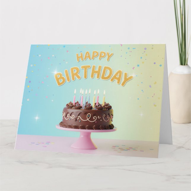 Chocolate Celebration Cake – Happy Birthday Card (Front)