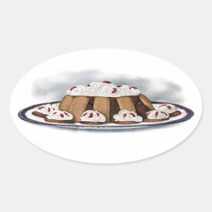 Chocolate Charlotte Russe Vintage Dessert Oval Sticker