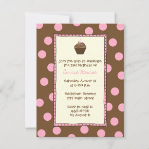Chocolate Cherry Cupcake Invitations