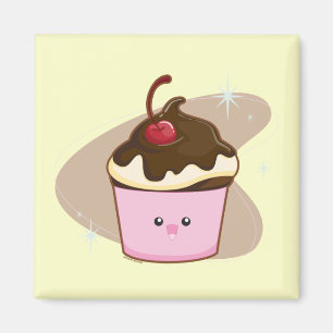 Chocolate Cherry Cupcake Magnet