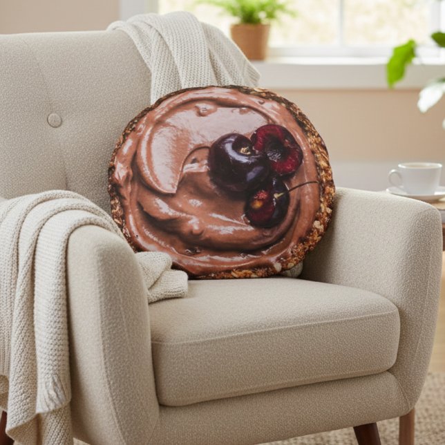 Chocolate Cherry Tart Round Cushion (Creator Uploaded)