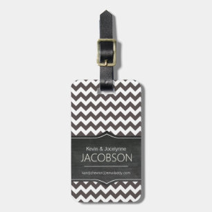 Chocolate Chevron Chalkboard Personalised Luggage Tag