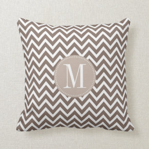Chocolate Chevron Custom Monogram Cushion