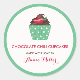 Chocolate Chilli Cupcakes Homemade Baking Classic Round Sticker