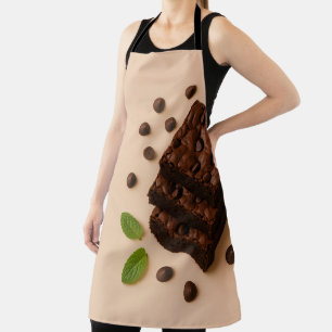 Chocolate Chip Brownie Flat Lay with Mint Sprigs Apron