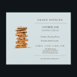 Chocolate chip cookie Bakery Grand Opening  Flyer<br><div class="desc">Bakery Grand opening invitation featuring watercolor chocolate chip cookie tower on blue background.</div>