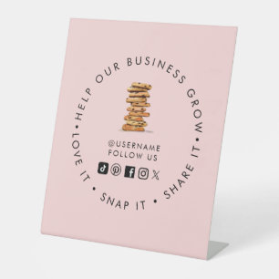 Chocolate Chip Cookie Bakery Social media follow Pedestal Sign