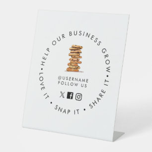 Chocolate Chip Cookie Bakery Social media follow Pedestal Sign