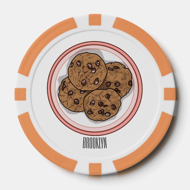 Chocolate chip cookie cartoon illustration (Front)