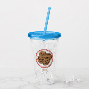 Chocolate chip cookie cartoon illustration  acrylic tumbler