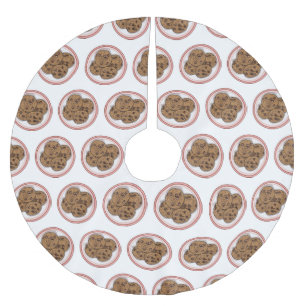 Chocolate chip cookie cartoon illustration brushed polyester tree skirt