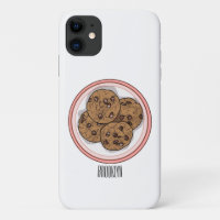 Chocolate chip cookie cartoon illustration