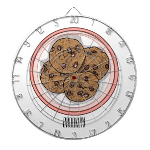 Chocolate chip cookie cartoon illustration dartboard