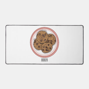 Chocolate chip cookie cartoon illustration desk mat