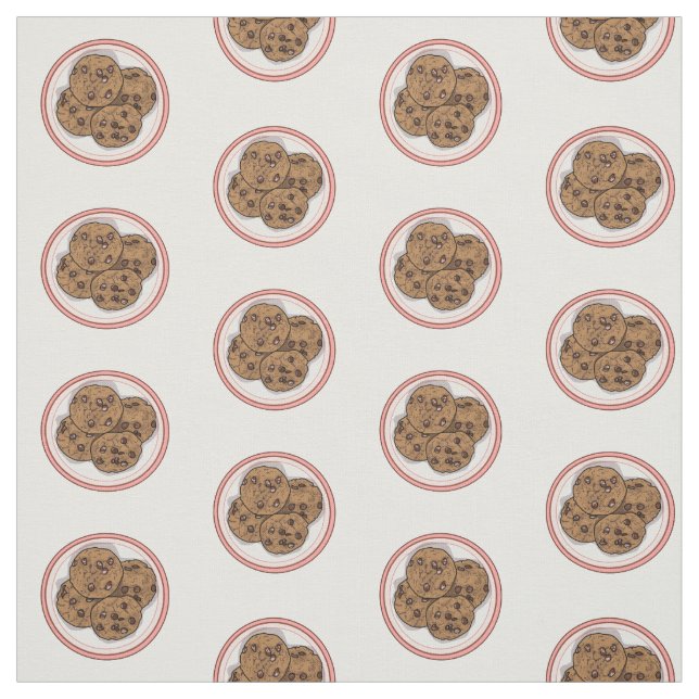 Chocolate chip cookie cartoon illustration fabric (Swatch)