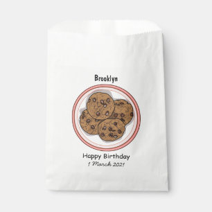 Chocolate chip cookie cartoon illustration favour bags