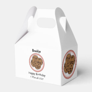 Chocolate chip cookie cartoon illustration favour box