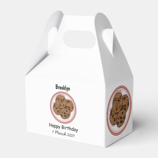 Chocolate chip cookie cartoon illustration  favour box (Front Side)
