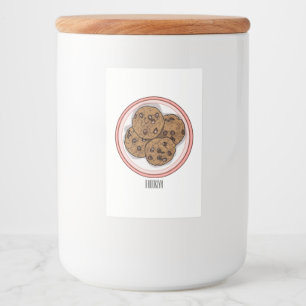 Chocolate chip cookie cartoon illustration  food label