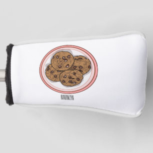 Chocolate chip cookie cartoon illustration  golf head cover